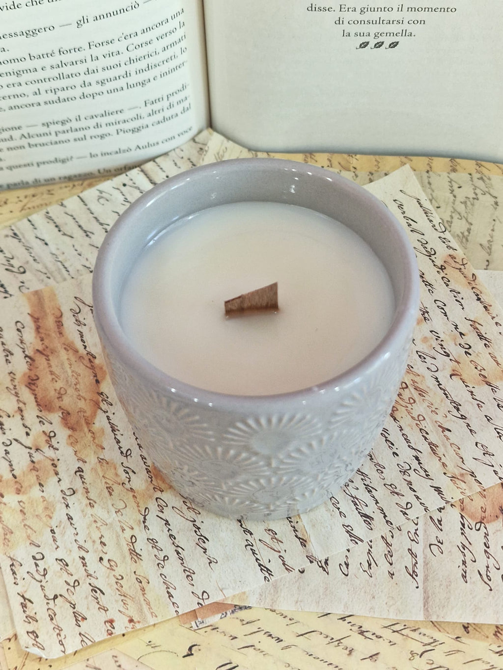 ZEN - Candela Artigianale Vaniglia Ambrata | Doppio Stoppino in Legno