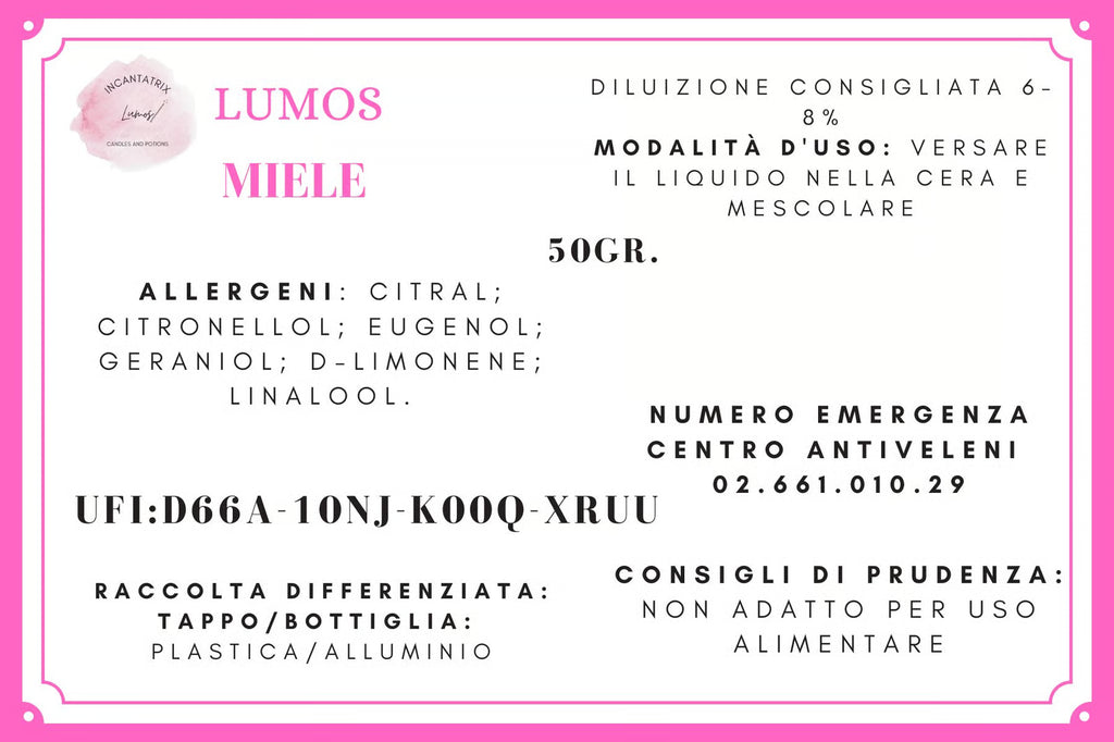 Fragranza Miele UFI Free - Profumo Dolce e Naturale per Candele