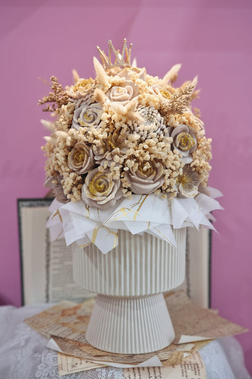Bouquet fiori cera soia girasole oliva regalo