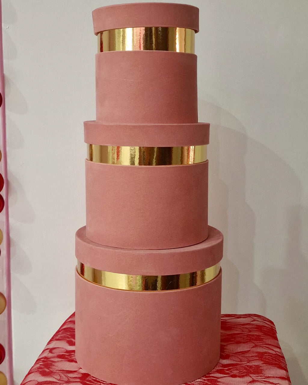 Scatole velluto rosa antico bordo oro - packaging regalo artigianale made in Italy