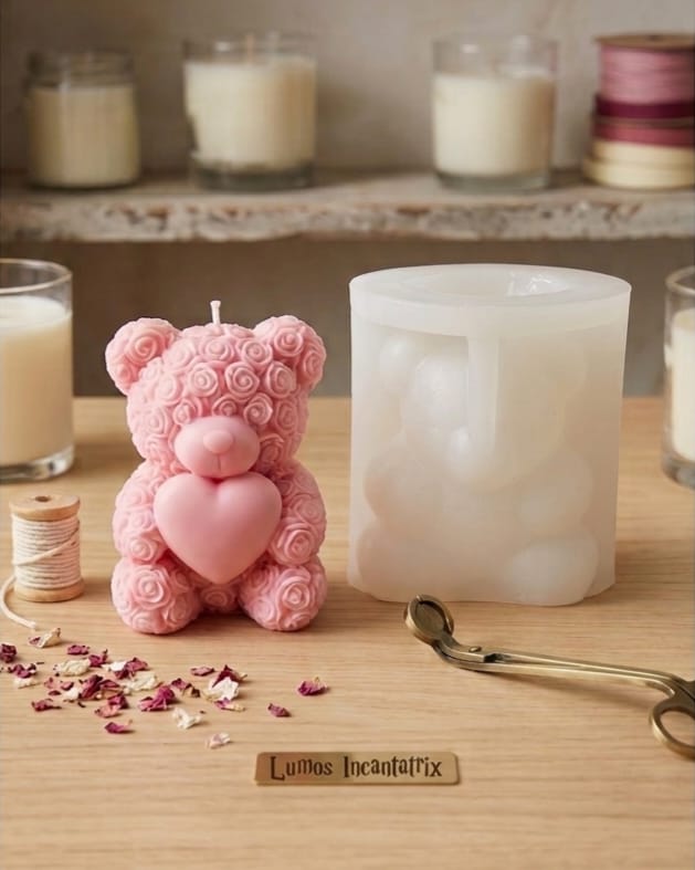 Stampo Silicone Orsetto con Cuore per Candele – 7x6,3 cm | Lumos Incantatrix