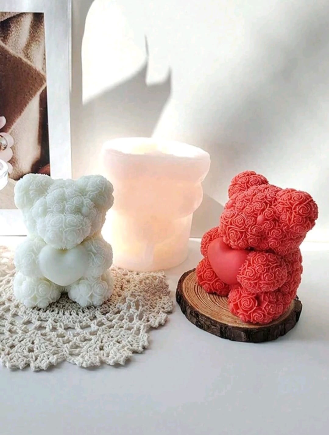 Stampo Silicone Orsetto con Cuore per Candele – 7x6,3 cm | Lumos Incantatrix