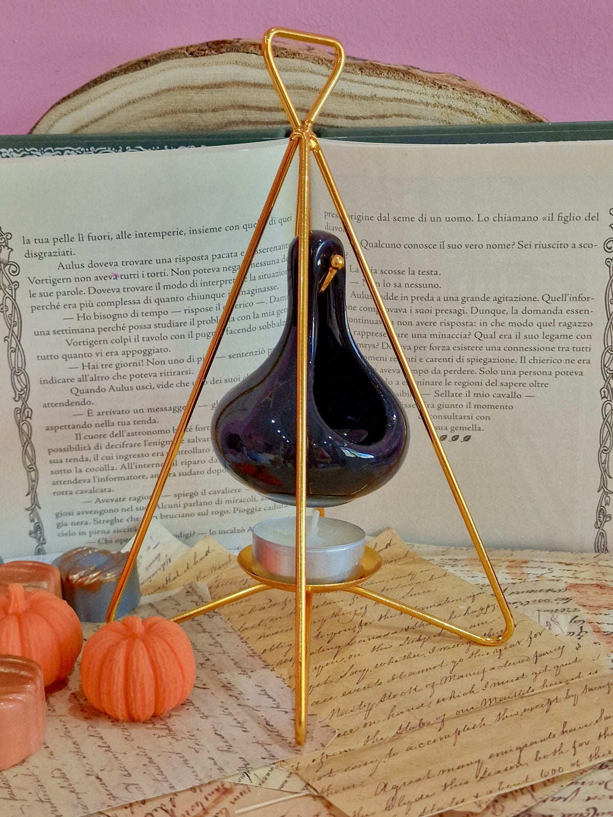 Lumos Incantatrix Scaldacera Ceramica Nero Lucido e Acciaio Oro