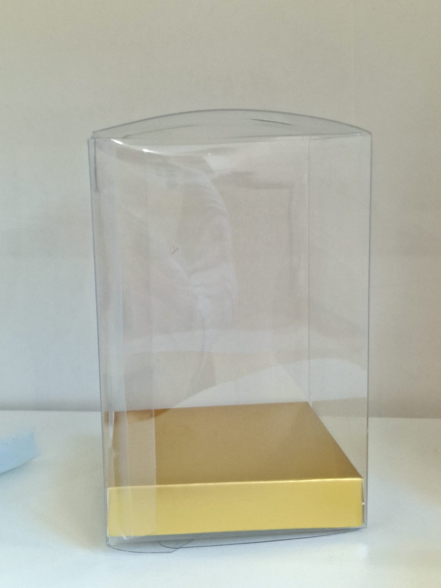 Scatola Trasparente con Alzatina 8x8x12cm - Confezione 6 Pezzi - Oro o Bianco